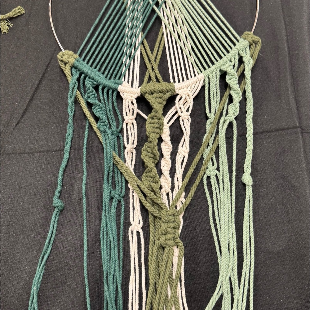 Green and Cream Macrame Wall Hanging